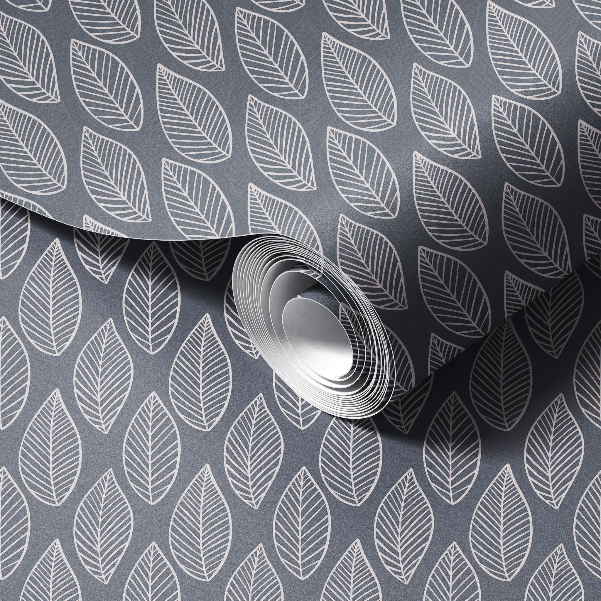 Monochromatic Leaves peel and stick wallpaper room mockup